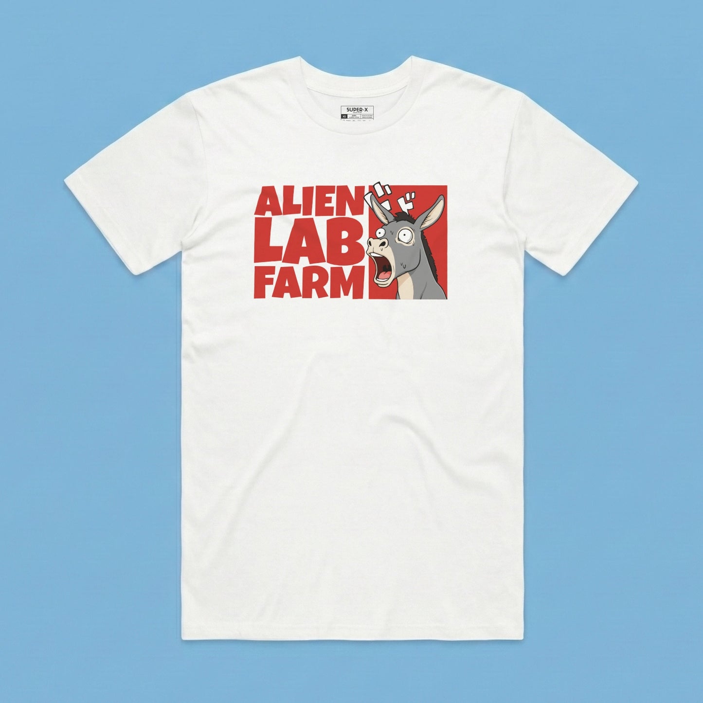 Camiseta Alien Lab Farm Burro Blanco Unisex