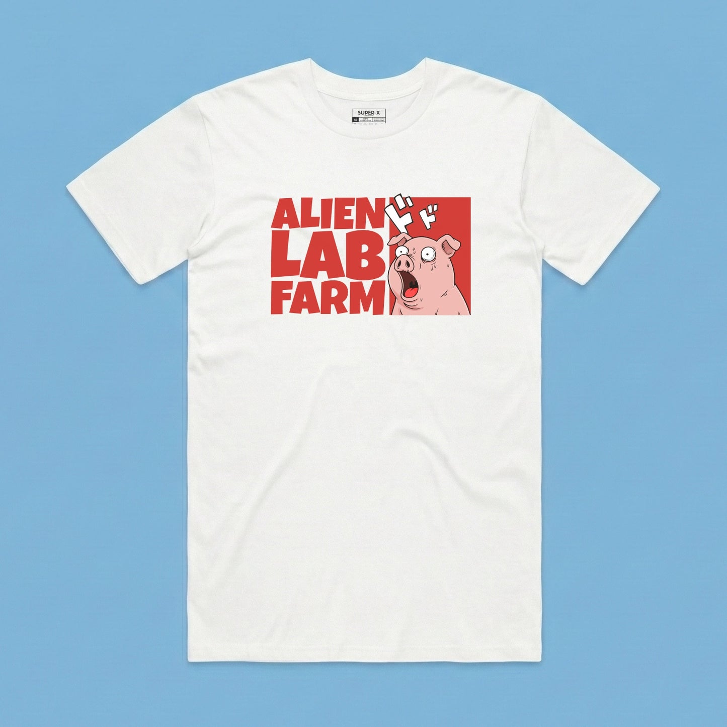 Camiseta Alien Lab Farm Cerdo Blanco Unisex