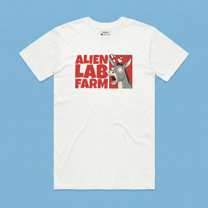 Camiseta Alien Lab Farm Burro Blanco Unisex