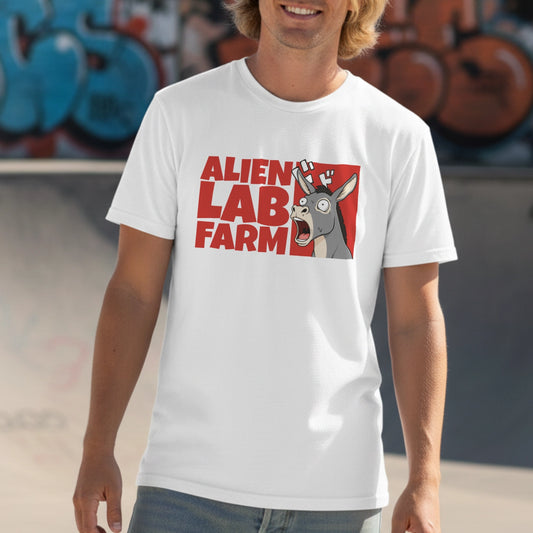 Camiseta Alien Lab Farm Burro Blanco Unisex 160gr