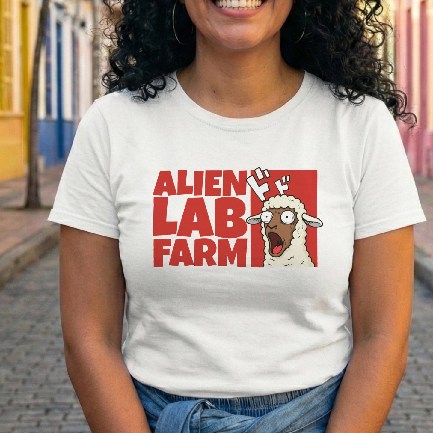 Camiseta Alien Lab Farm Oveja Blanco Unisex 160gr