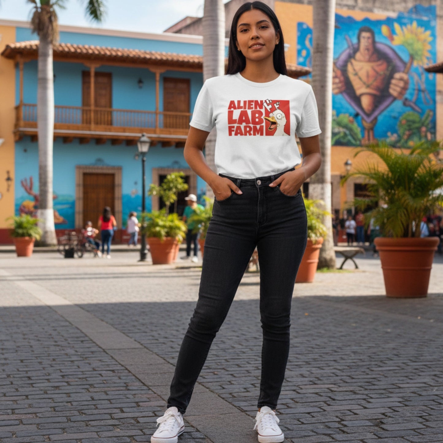 Camiseta Alien Lab Farm Pato Blanco Unisex 160gr