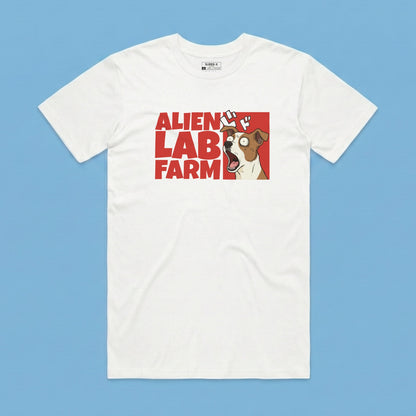 Camiseta Alien Lab Farm Perro Blanco Unisex 160gr