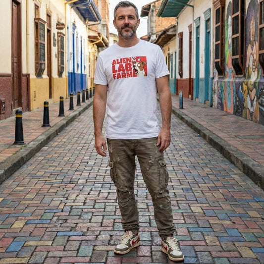 Camiseta Alien Lab Farm Perro Blanco Unisex 160gr
