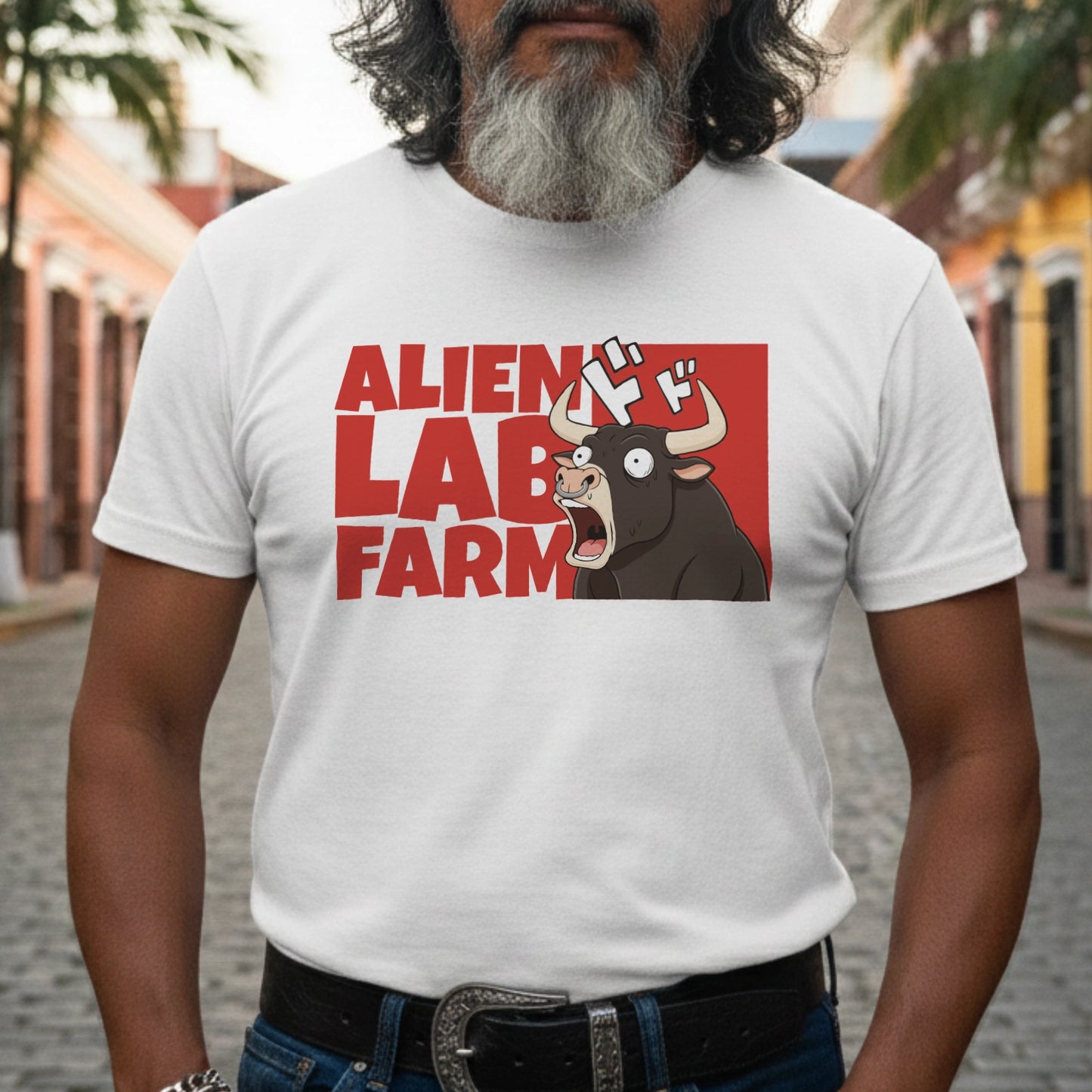 Camiseta Alien Lab Farm Toro Blanco Unisex 160gr