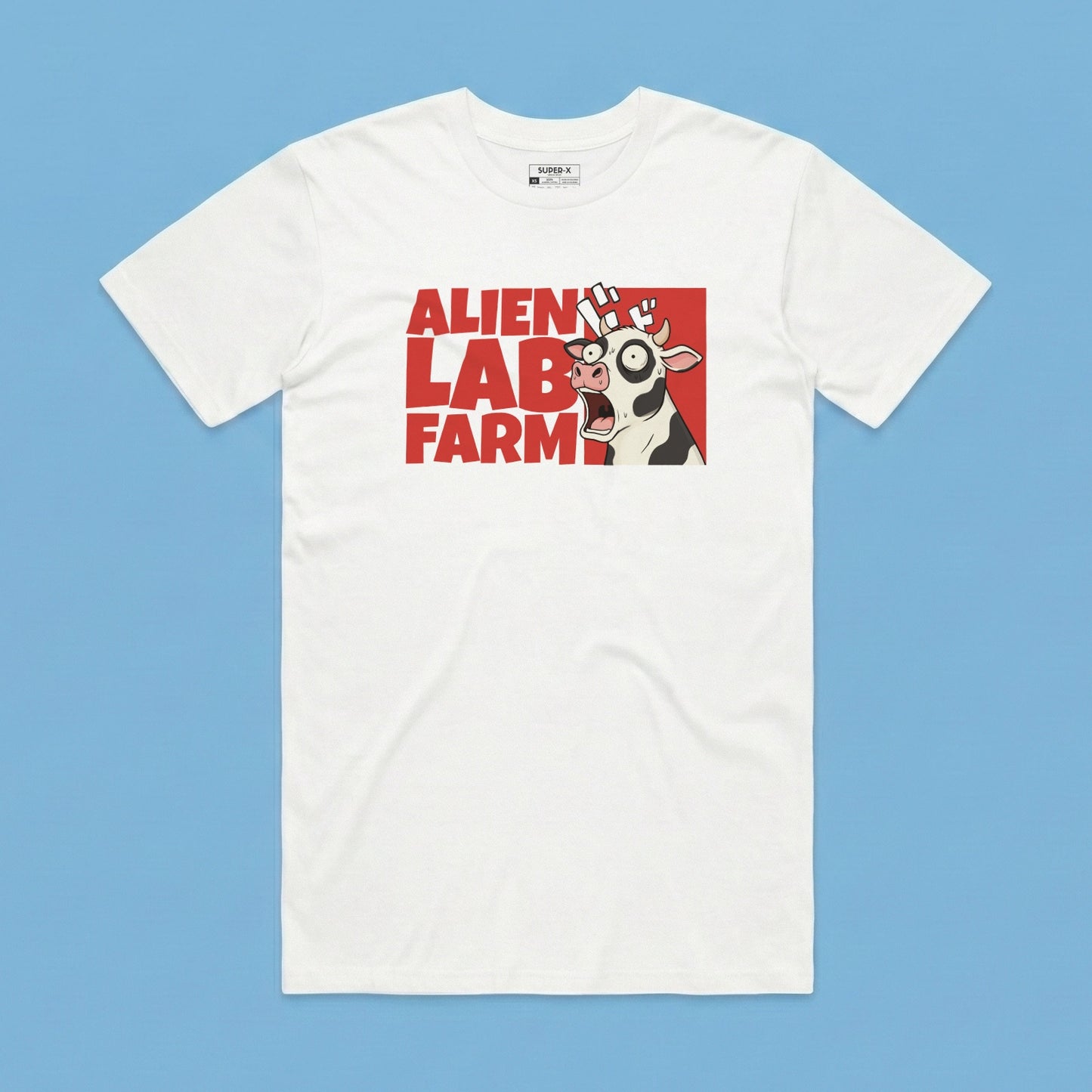 Camiseta Alien Lab Farm Vaca Blanco Unisex 160gr