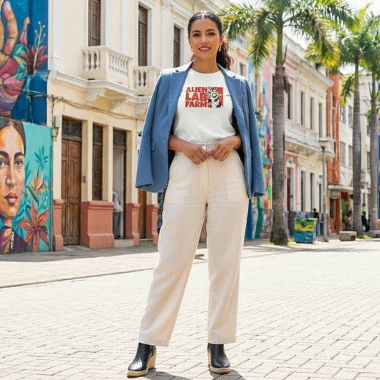 Camiseta Alien Lab Farm Vaca Blanco Unisex 160gr