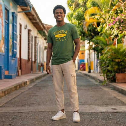 Camiseta Freshmen Cities Cali02 Verde Army Unisex 160gr