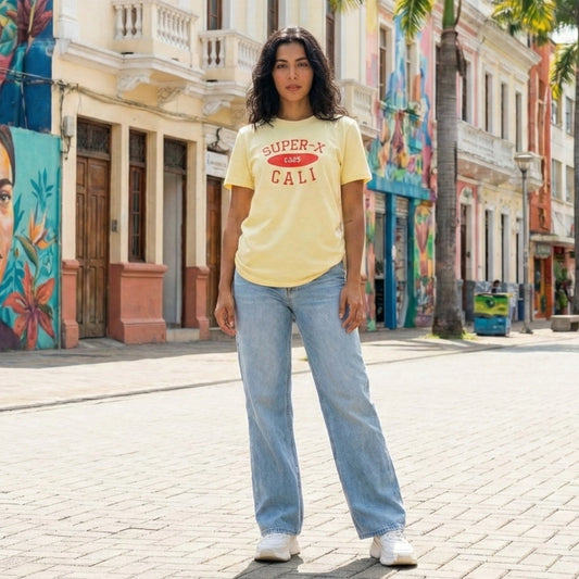 Camiseta Freshmen Cities Cali03 Amarillo Claro Unisex 160gr